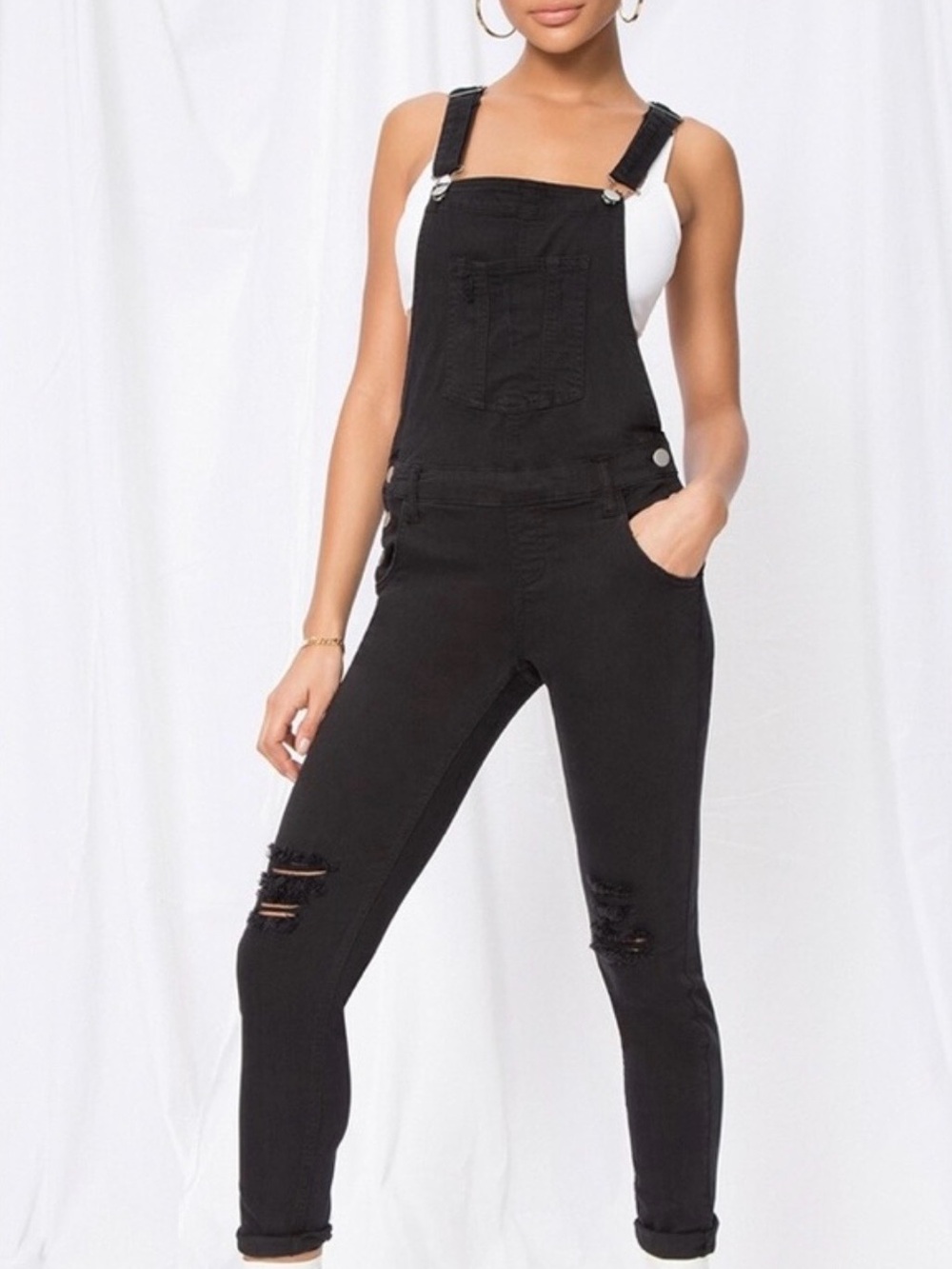 superdown 
Gia Denim Overalls in Black